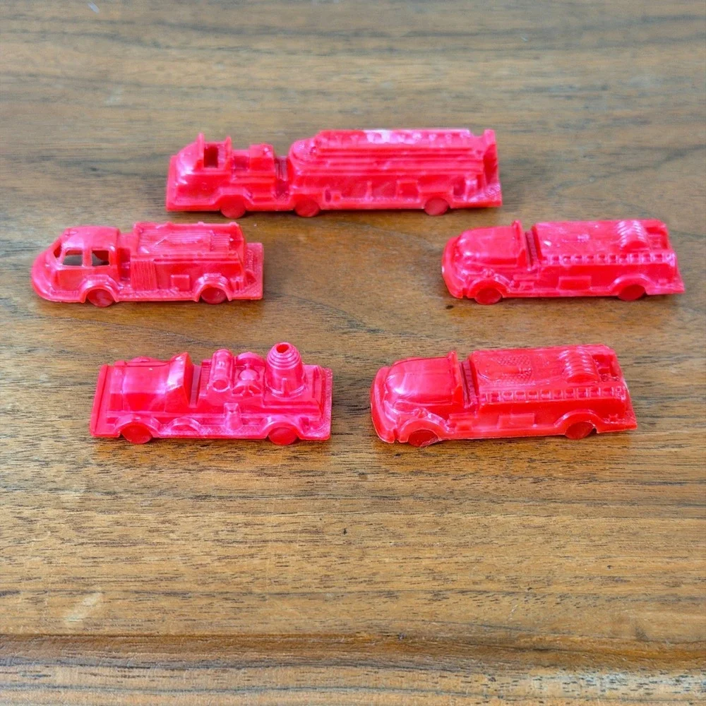 Vintage‎ Plastic Toy Trains Trolley Boats Cars Firetrucks Trucks Lot of 21